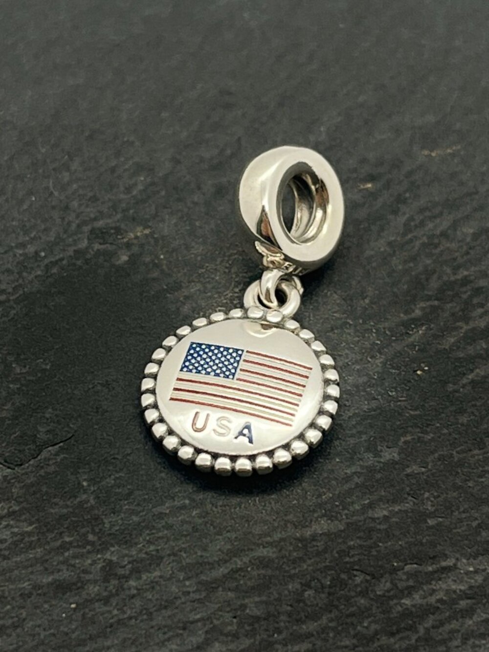 Pandora USA Flag Exclusive Charm Sterling Silver Dangle Charm Jewelry